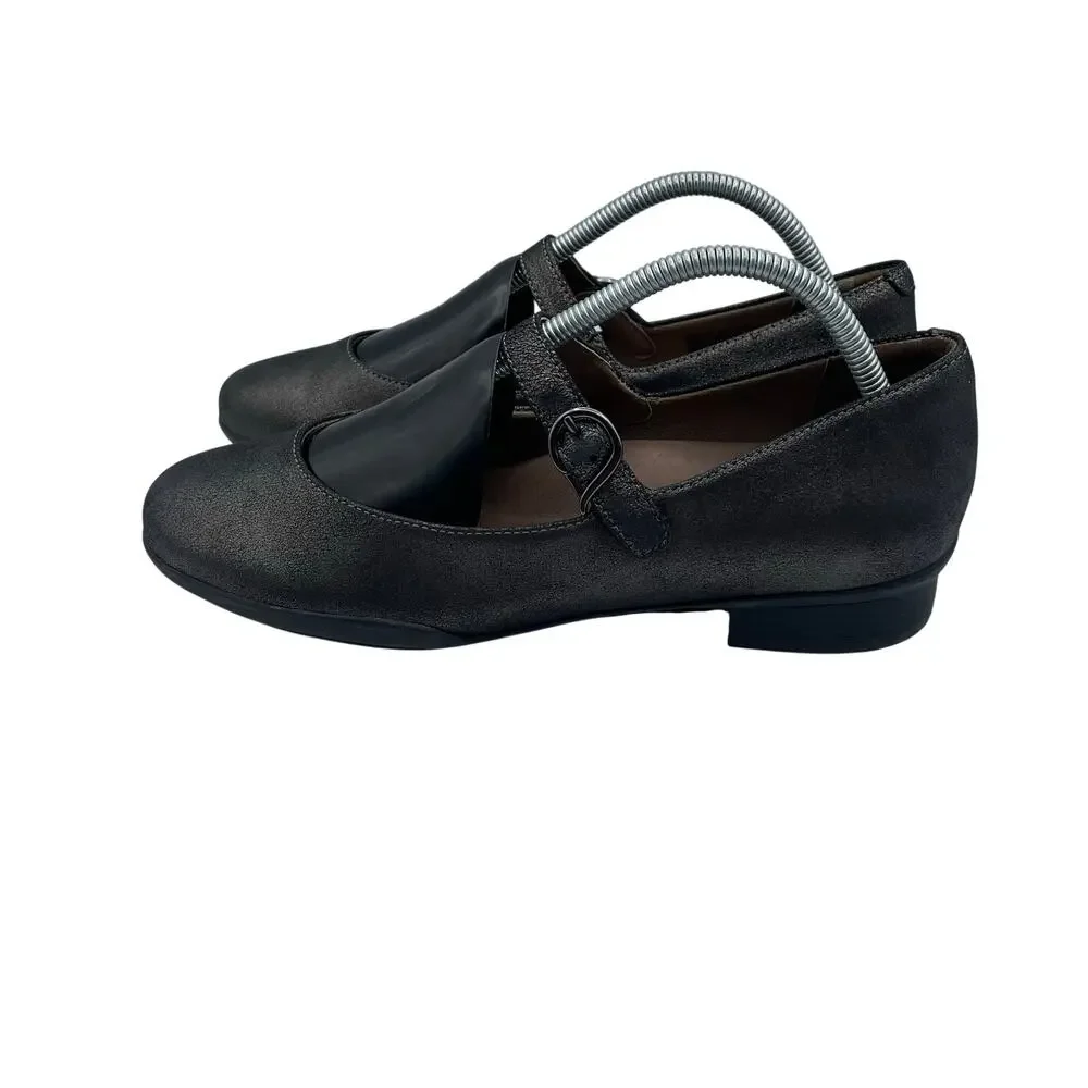 Dansko Kaelyn Mary Jane Shoes Comfort Graphite Metallic Women 40 9.5 10